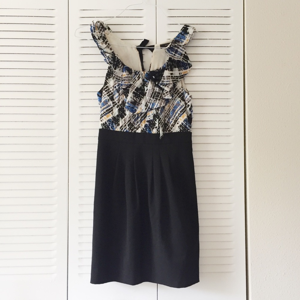 BCBG MAX AZRIA Black Silk Embellished Beaded